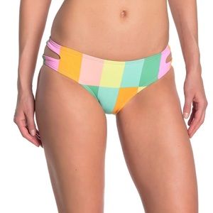 Bikini Lab Striped Cutout Hipster Bikini Bottoms